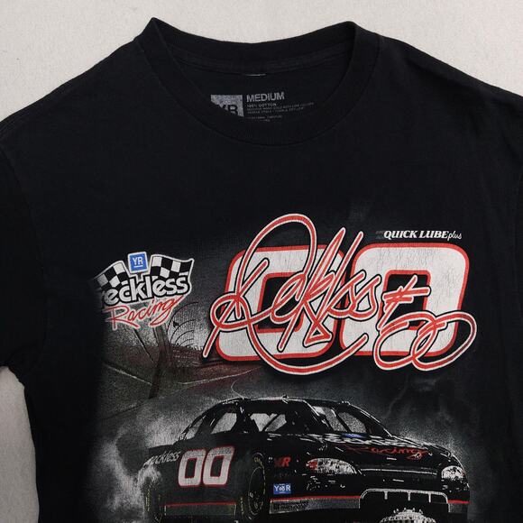 Dale Earnhardt Jr NASCAR Young & Reckless Racing T Shirt Mens Size M Black - Picture 1 of 9
